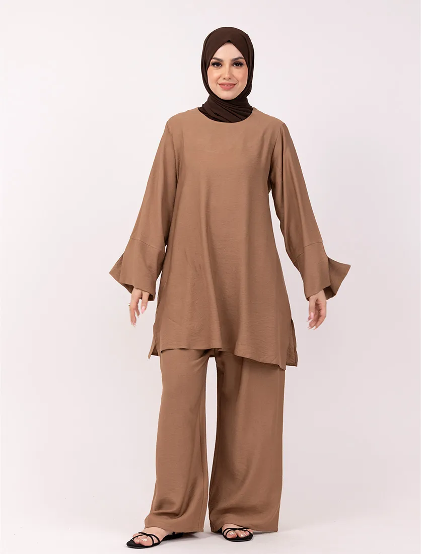 Rust Matte Weave Co Ord Set